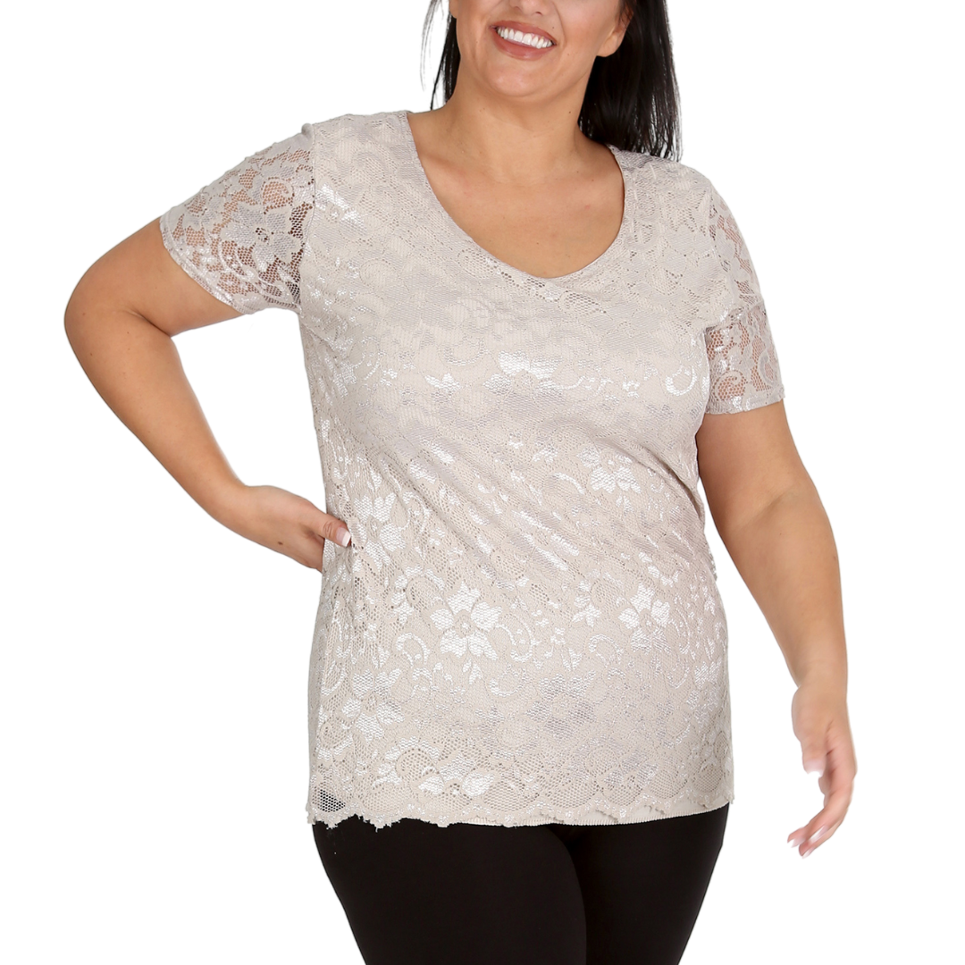 Nouvelle Womens Plus Size Ladies Floral Lace Lined Scallop Tunic Hem Top Blouse - Picture 41 of 50