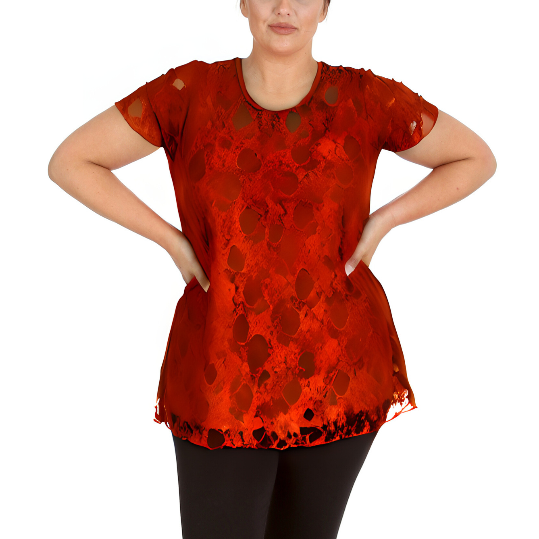 Nouvelle Womens Plus Size Elegant Floral Lace Peplum Top Round Neck Short Sleeve - Picture 11 of 21