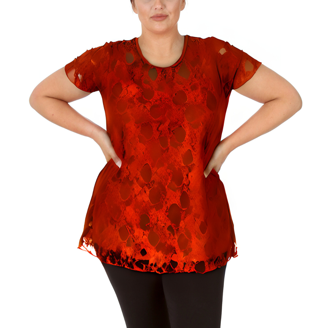 Nouvelle Womens Plus Size Elegant Floral Lace Peplum Top Round Neck Short Sleeve - Picture 10 of 21