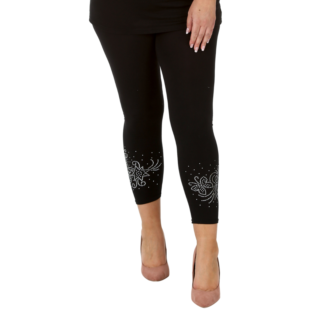Nouvelle Women Plus Size Dot Foil Butterfly Print Full Length Leggings Elasticat - Picture 5 of 37