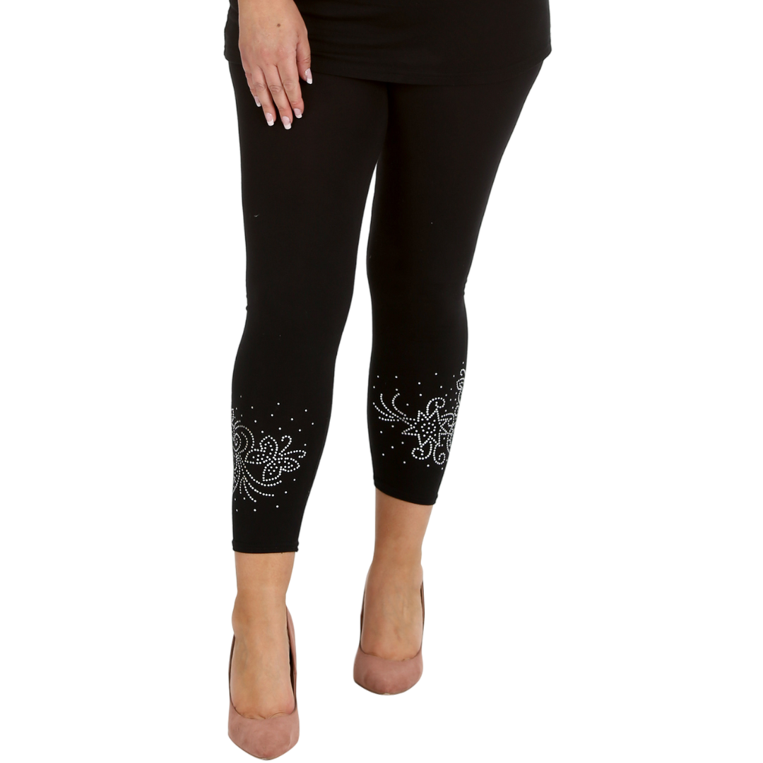 Nouvelle Women Plus Size Dot Foil Butterfly Print Full Length Leggings Elasticat - Picture 6 of 37