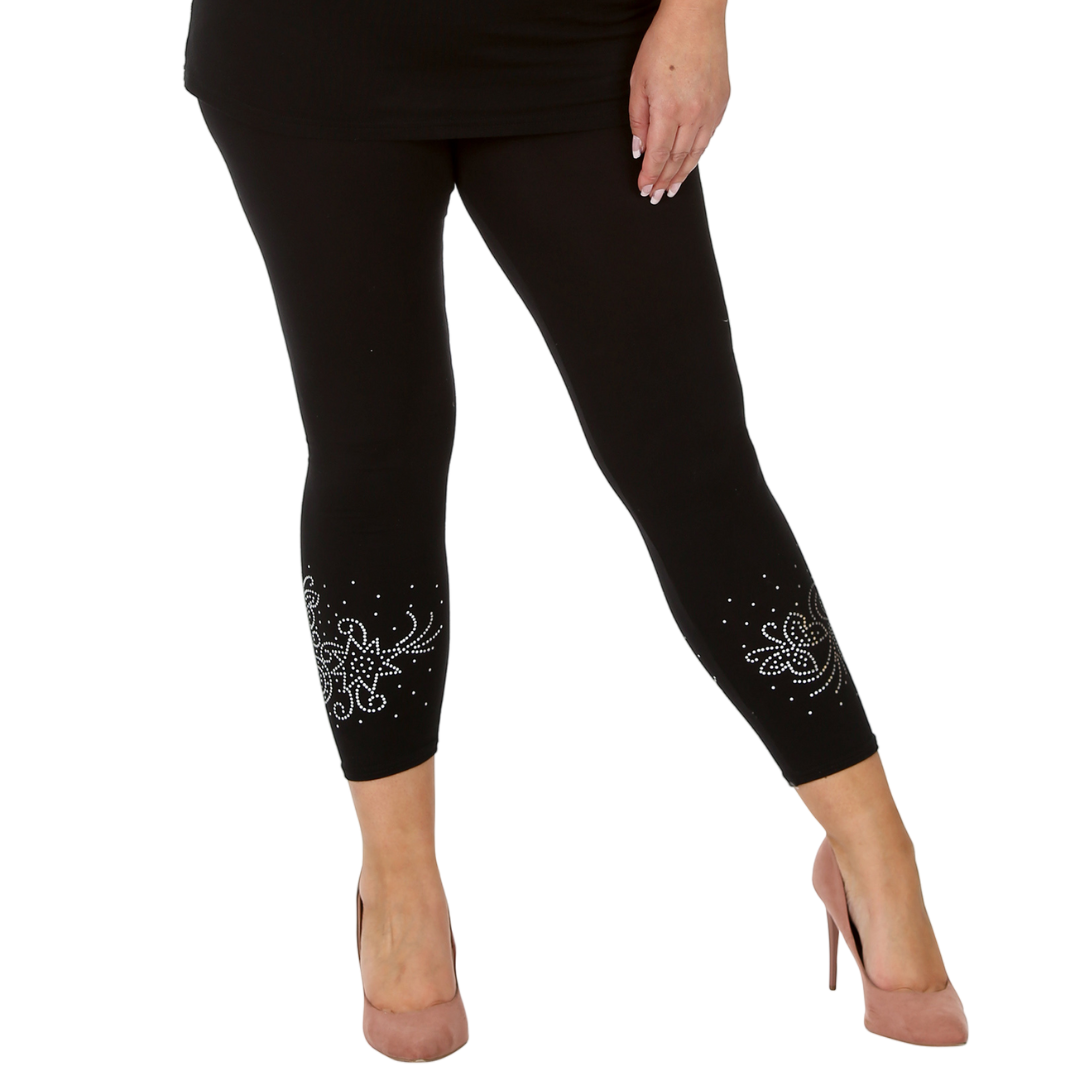 Nouvelle Women Plus Size Dot Foil Butterfly Print Full Length Leggings Elasticat - Picture 3 of 37