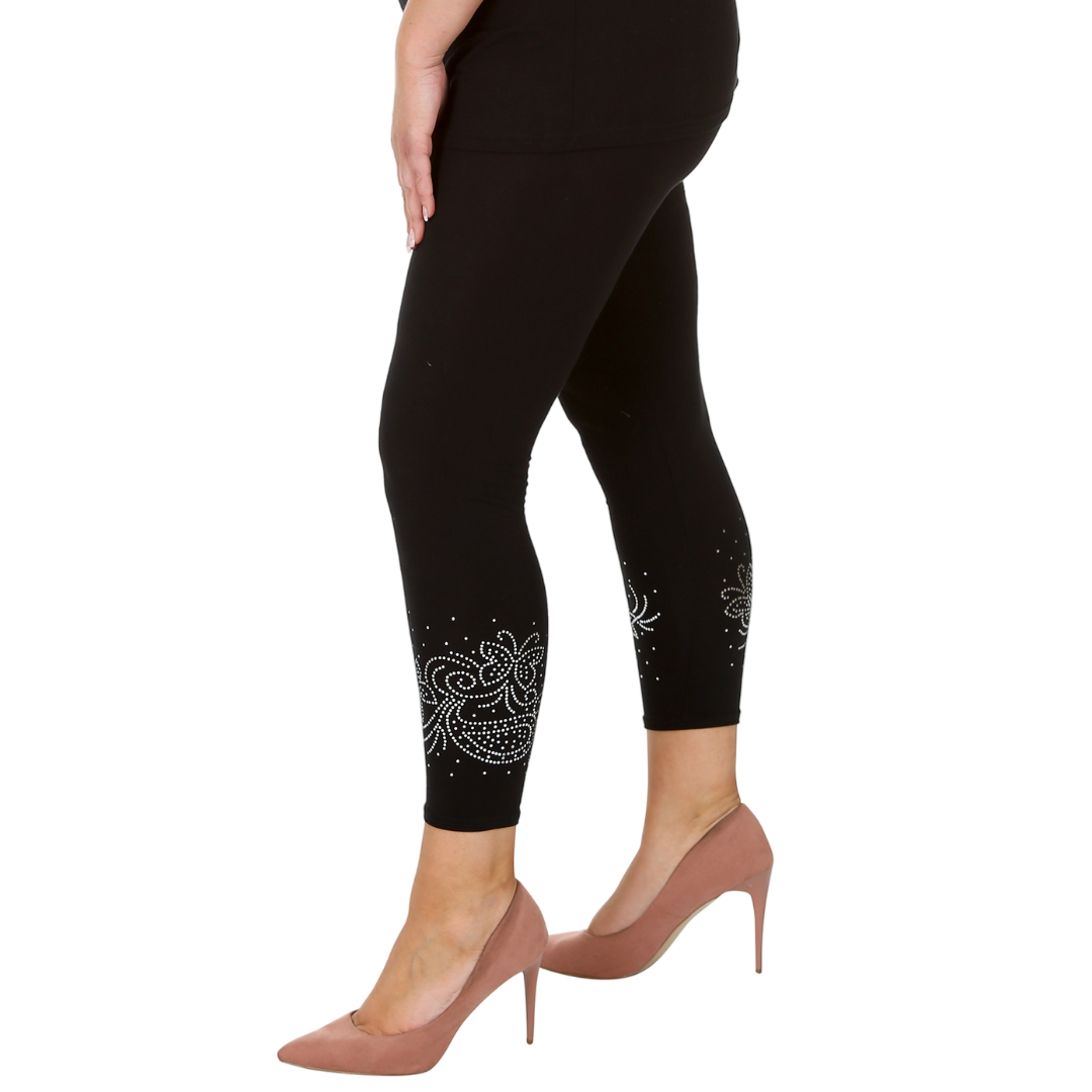 Nouvelle Women Plus Size Dot Foil Butterfly Print Full Length Leggings Elasticat - Picture 7 of 37