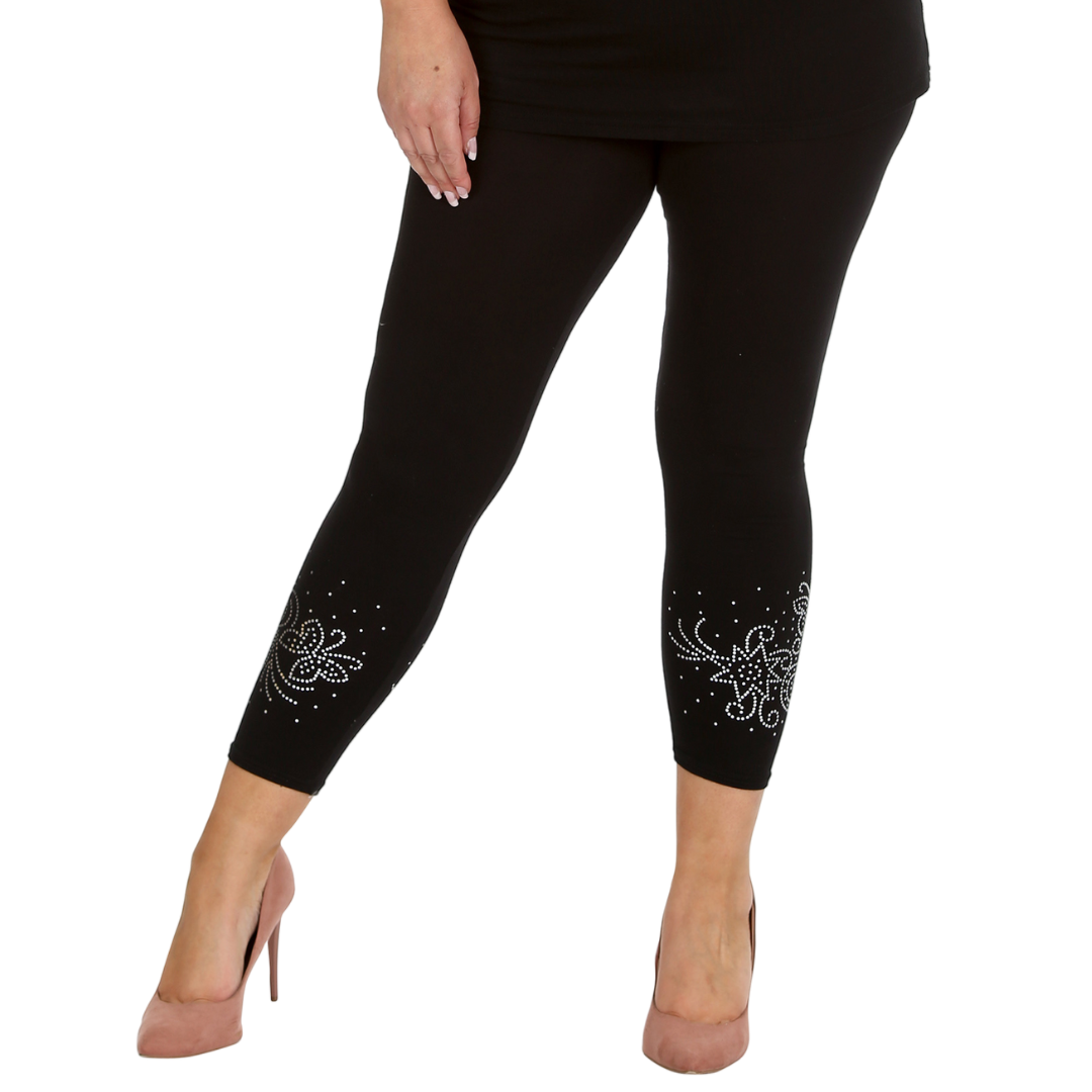 Nouvelle Women Plus Size Dot Foil Butterfly Print Full Length Leggings Elasticat - Picture 4 of 37
