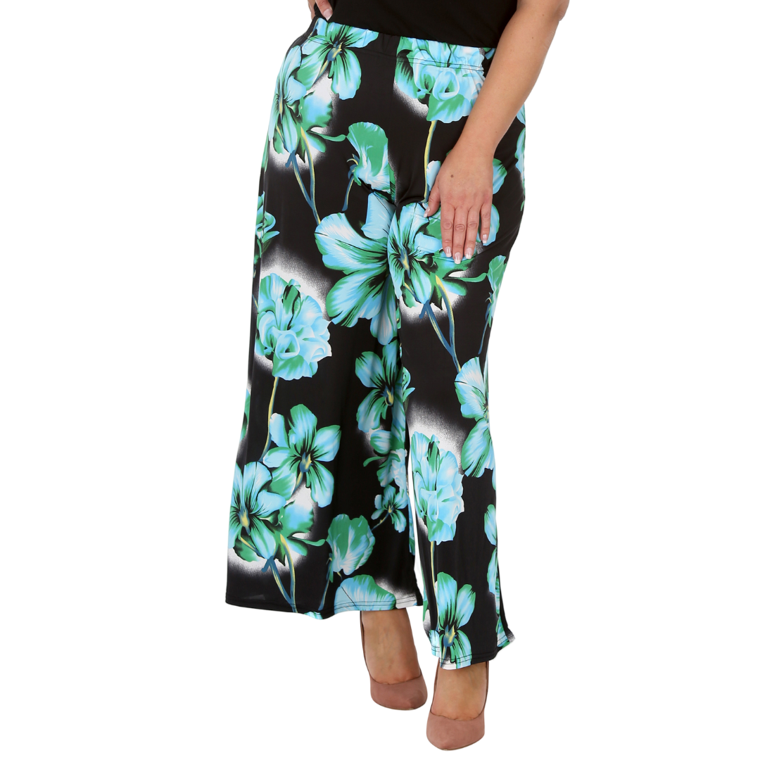 Nouvelle Plus Size Ladies Wide Leg Floral Print Palazzo Trouser Elasticate Waist - Picture 10 of 21