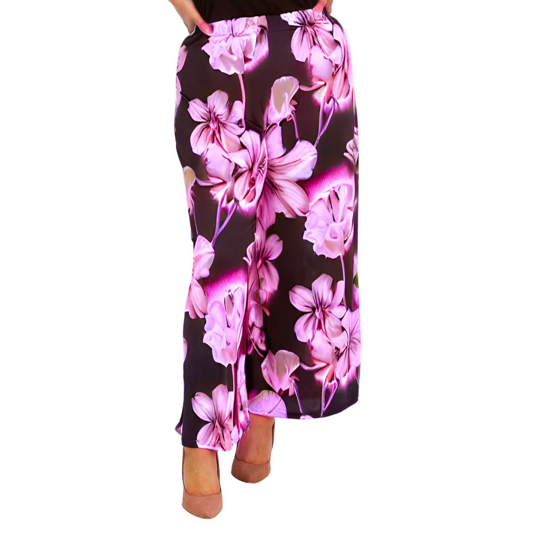 Nouvelle Plus Size Ladies Wide Leg Floral Print Palazzo Trouser Elasticate Waist - Picture 17 of 21