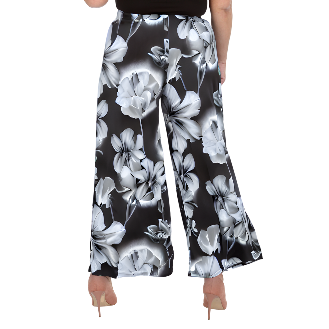 Nouvelle Plus Size Ladies Wide Leg Floral Print Palazzo Trouser Elasticate Waist - Picture 3 of 21