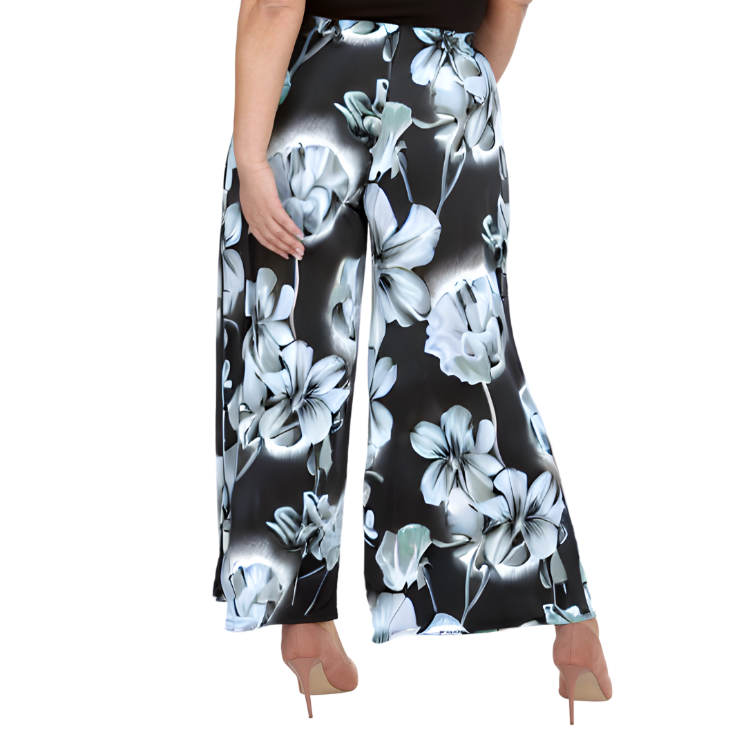Nouvelle Plus Size Ladies Wide Leg Floral Print Palazzo Trouser Elasticate Waist - Picture 2 of 21