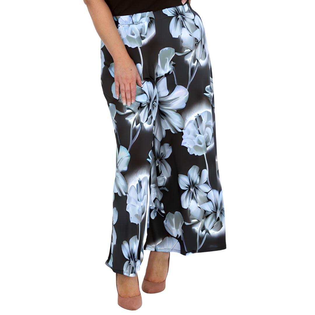 Nouvelle Plus Size Ladies Wide Leg Floral Print Palazzo Trouser Elasticate Waist - Picture 5 of 21
