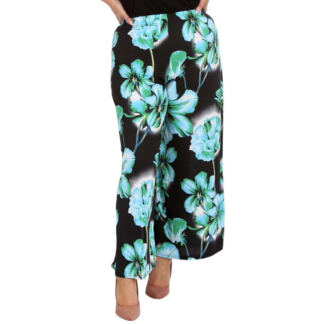Nouvelle Plus Size Ladies Wide Leg Floral Print Palazzo Trouser Elasticate Waist - Picture 12 of 21