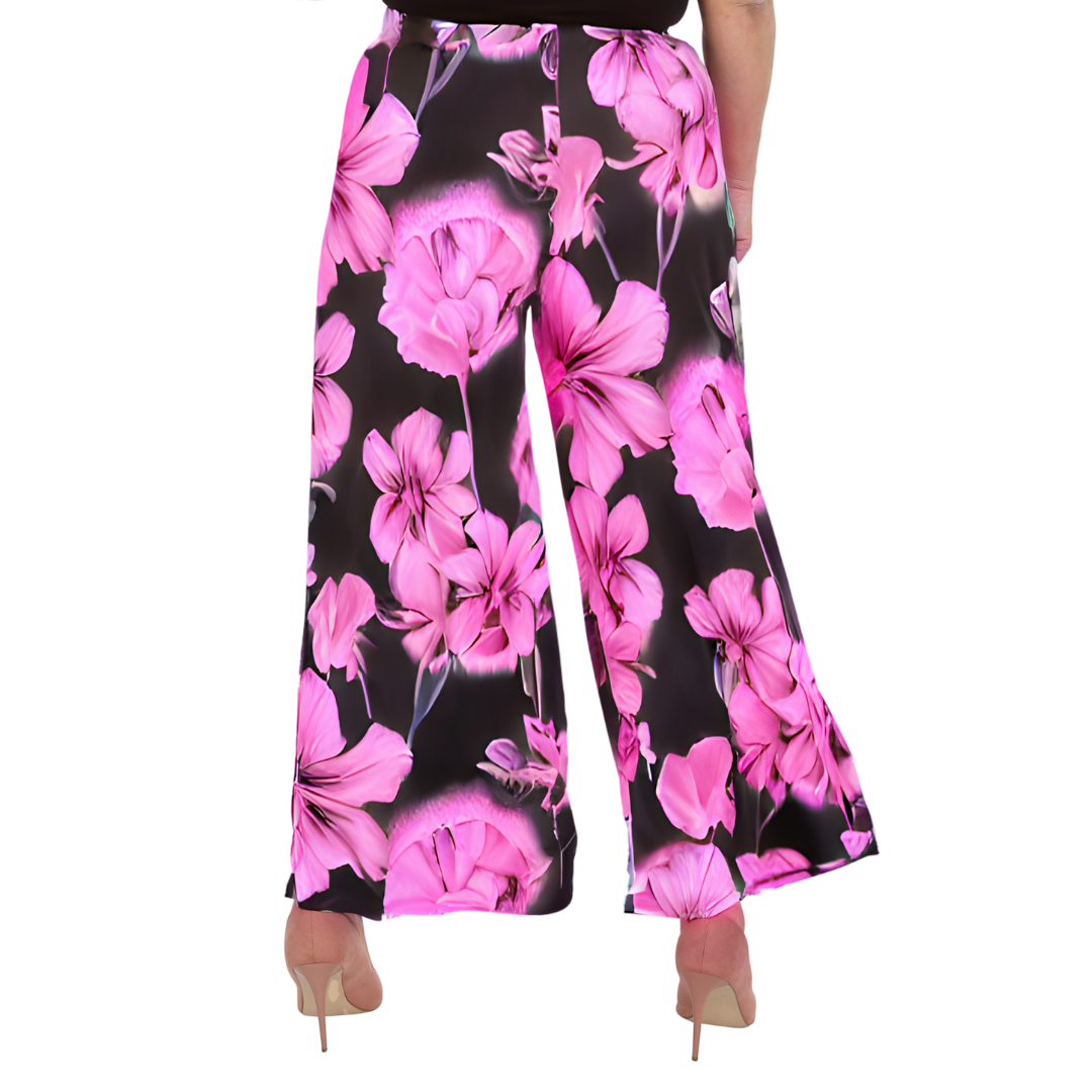 Nouvelle Plus Size Ladies Wide Leg Floral Print Palazzo Trouser Elasticate Waist - Picture 15 of 21