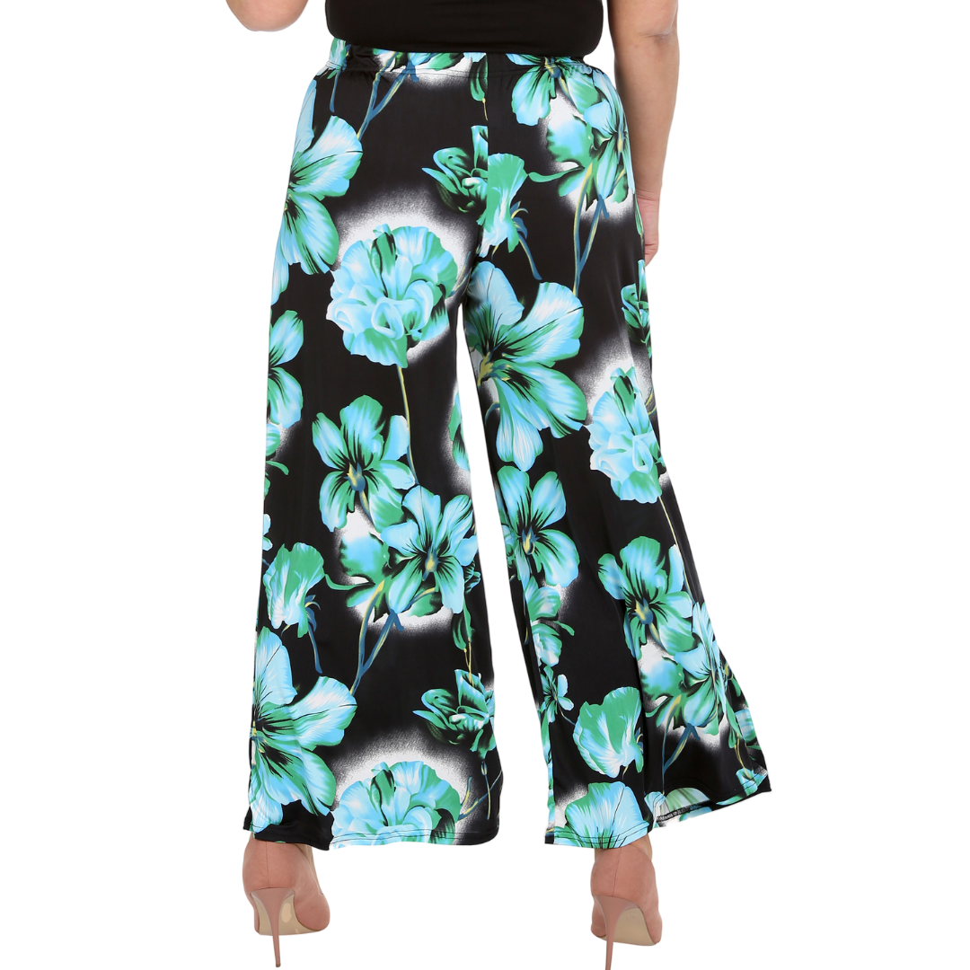 Nouvelle Plus Size Ladies Wide Leg Floral Print Palazzo Trouser Elasticate Waist - Picture 14 of 21