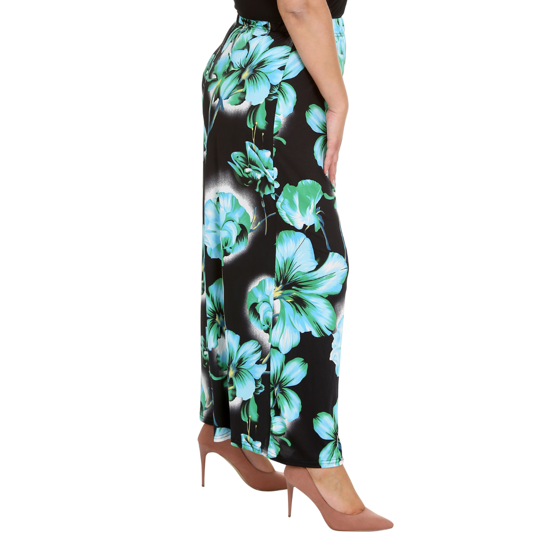 Nouvelle Plus Size Ladies Wide Leg Floral Print Palazzo Trouser Elasticate Waist - Picture 9 of 21
