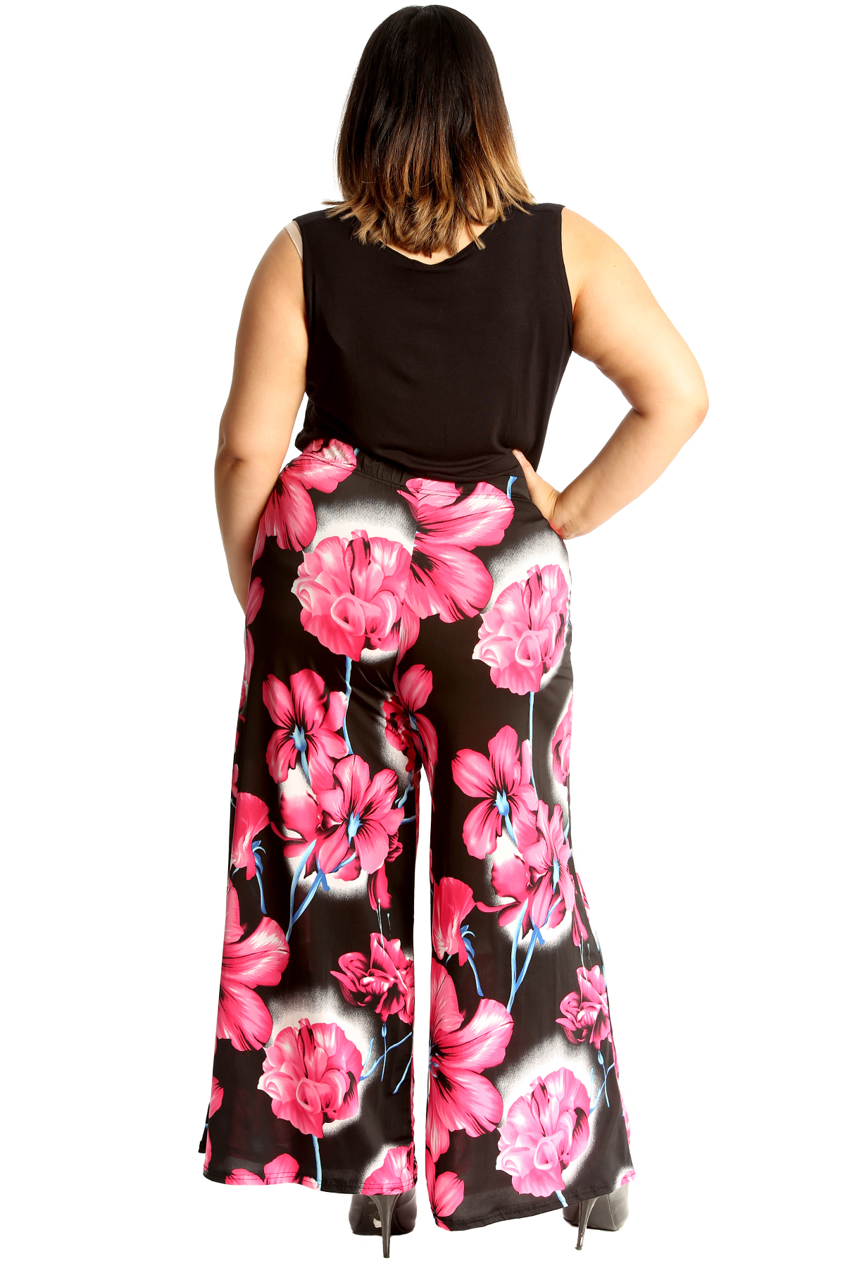 New Ladies Plus Size Trousers Womens Floral Print Palazzo Wide Leg Pant Nouvelle Ebay 1388