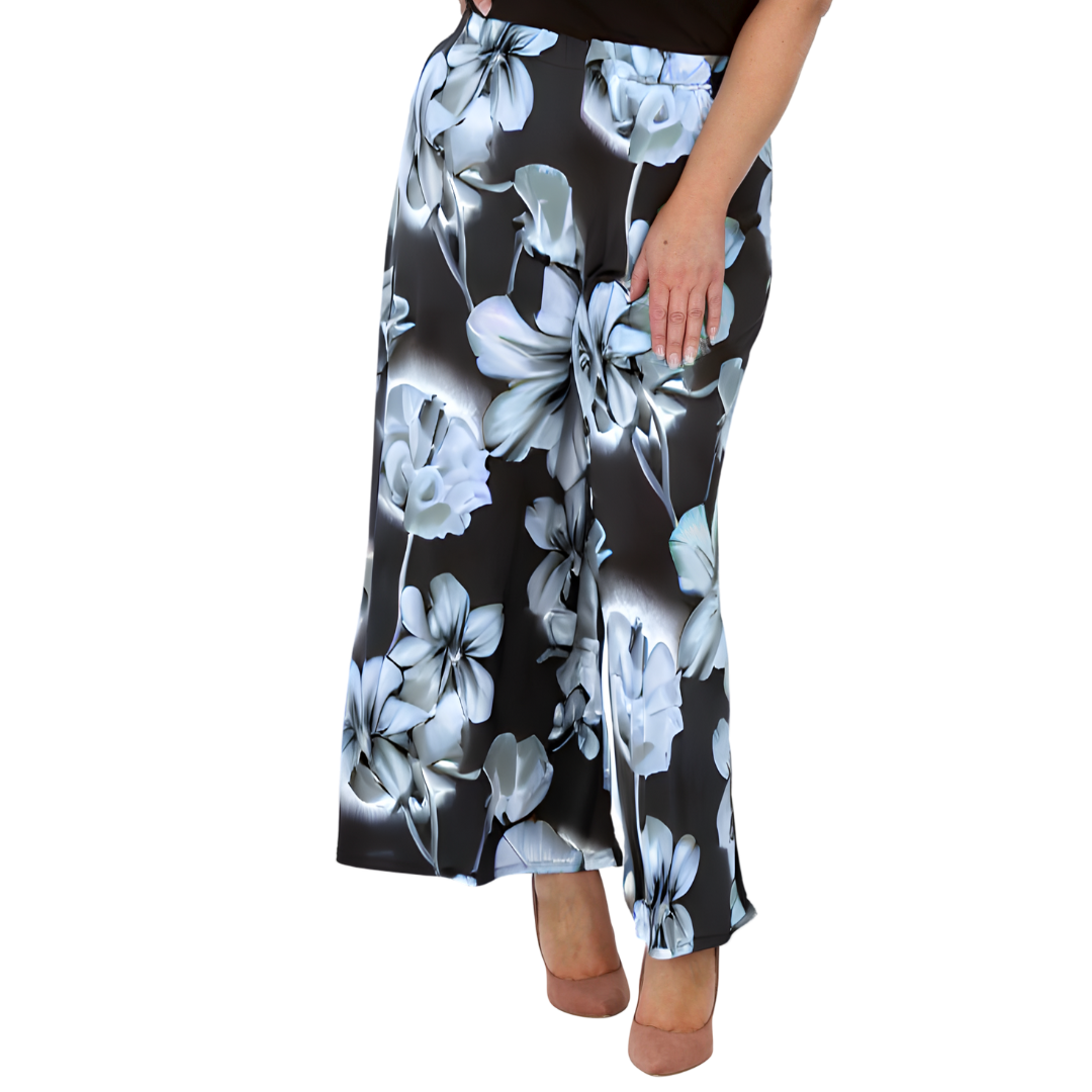 Nouvelle Plus Size Ladies Wide Leg Floral Print Palazzo Trouser Elasticate Waist - Picture 6 of 21