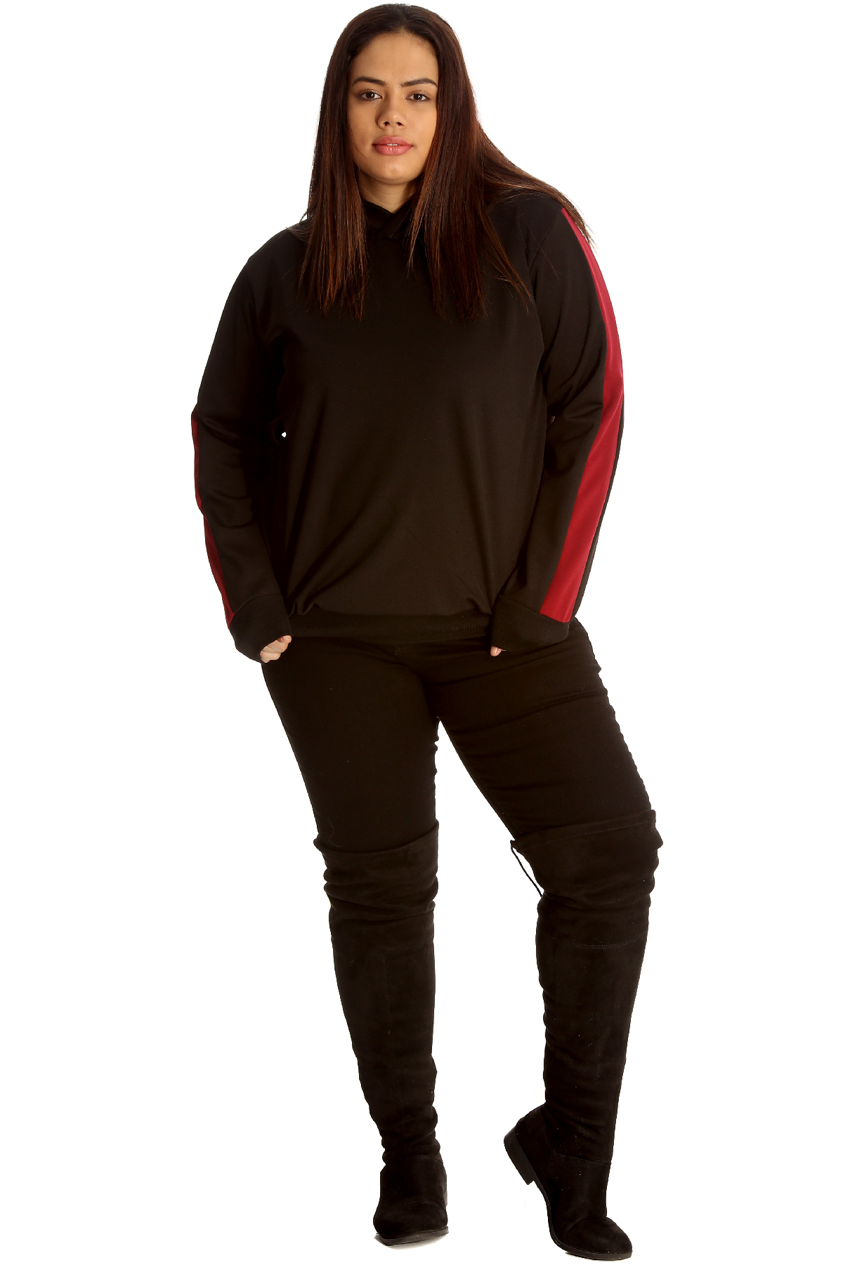 New Womens Plus Size Jacket Ladies Hooded Side Stripe Cuffed Soft Quality Track