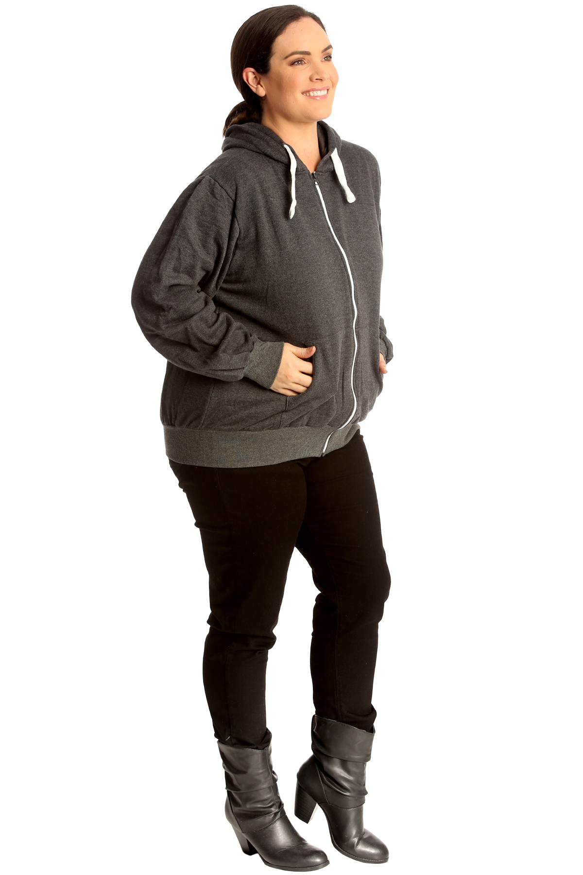 New Womens Plus Size Hoodies Ladies Flamingo Rhinestones Stud Drawstring Warm