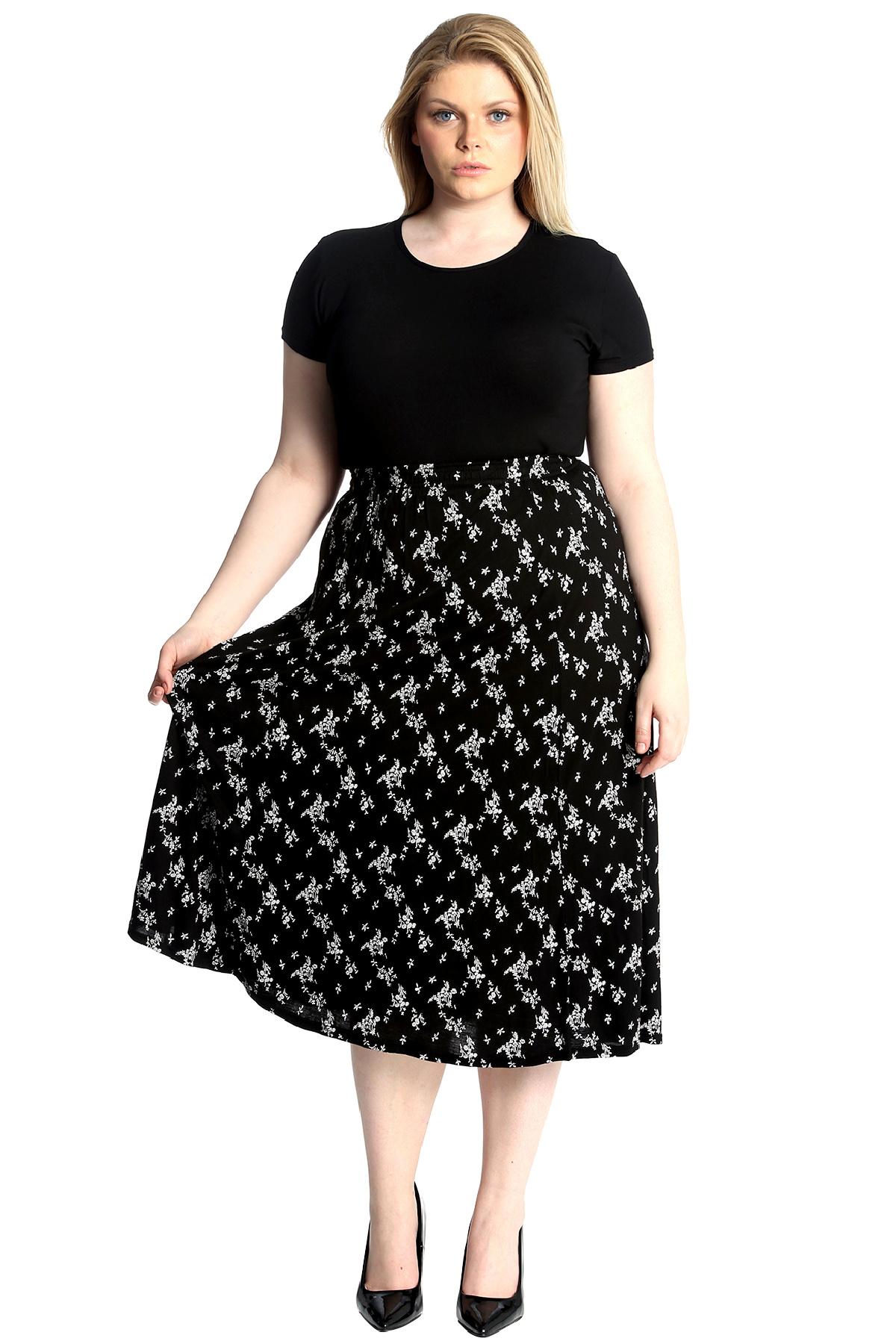 New Ladies Skirt Womens A-Line Maxi Style Plus Size Long Elasticated ...