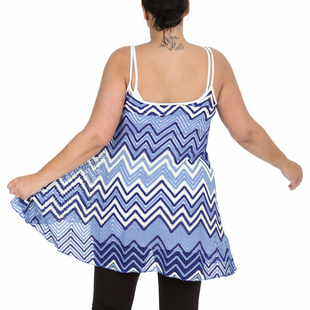 Nouvelle Plus Size Women Crochet Lace Wave Print Swing & Soft Cami Style Dress - Picture 5 of 9