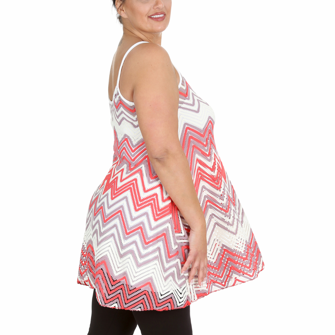 Nouvelle Plus Size Women Crochet Lace Wave Print Swing & Soft Cami Style Dress - Picture 6 of 9