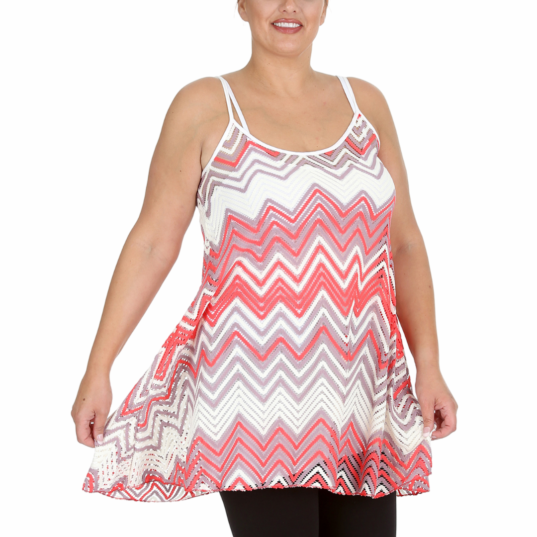 Nouvelle Plus Size Women Crochet Lace Wave Print Swing & Soft Cami Style Dress - Picture 7 of 9