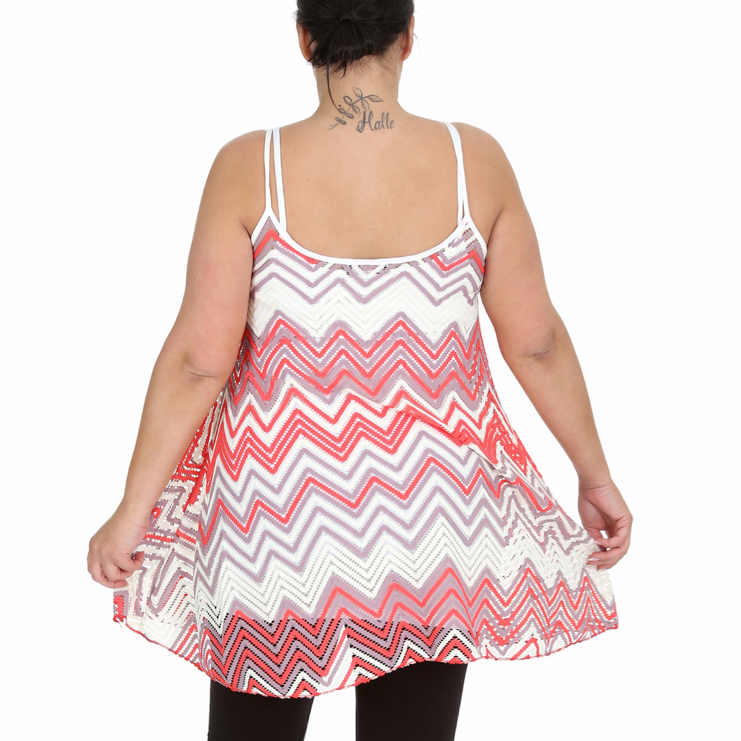 Nouvelle Plus Size Women Crochet Lace Wave Print Swing & Soft Cami Style Dress - Picture 9 of 9