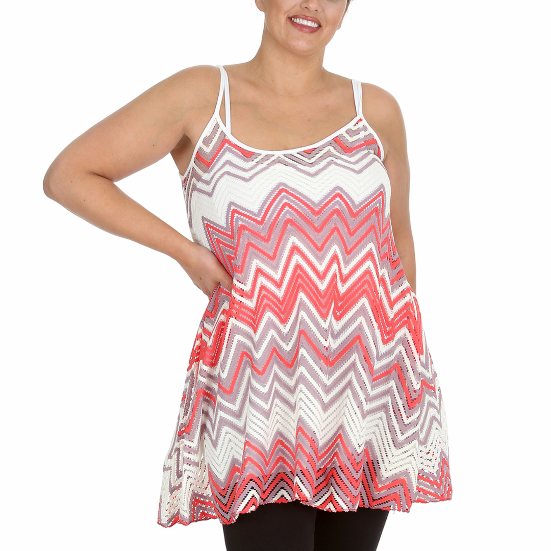 Nouvelle Plus Size Women Crochet Lace Wave Print Swing & Soft Cami Style Dress - Picture 8 of 9