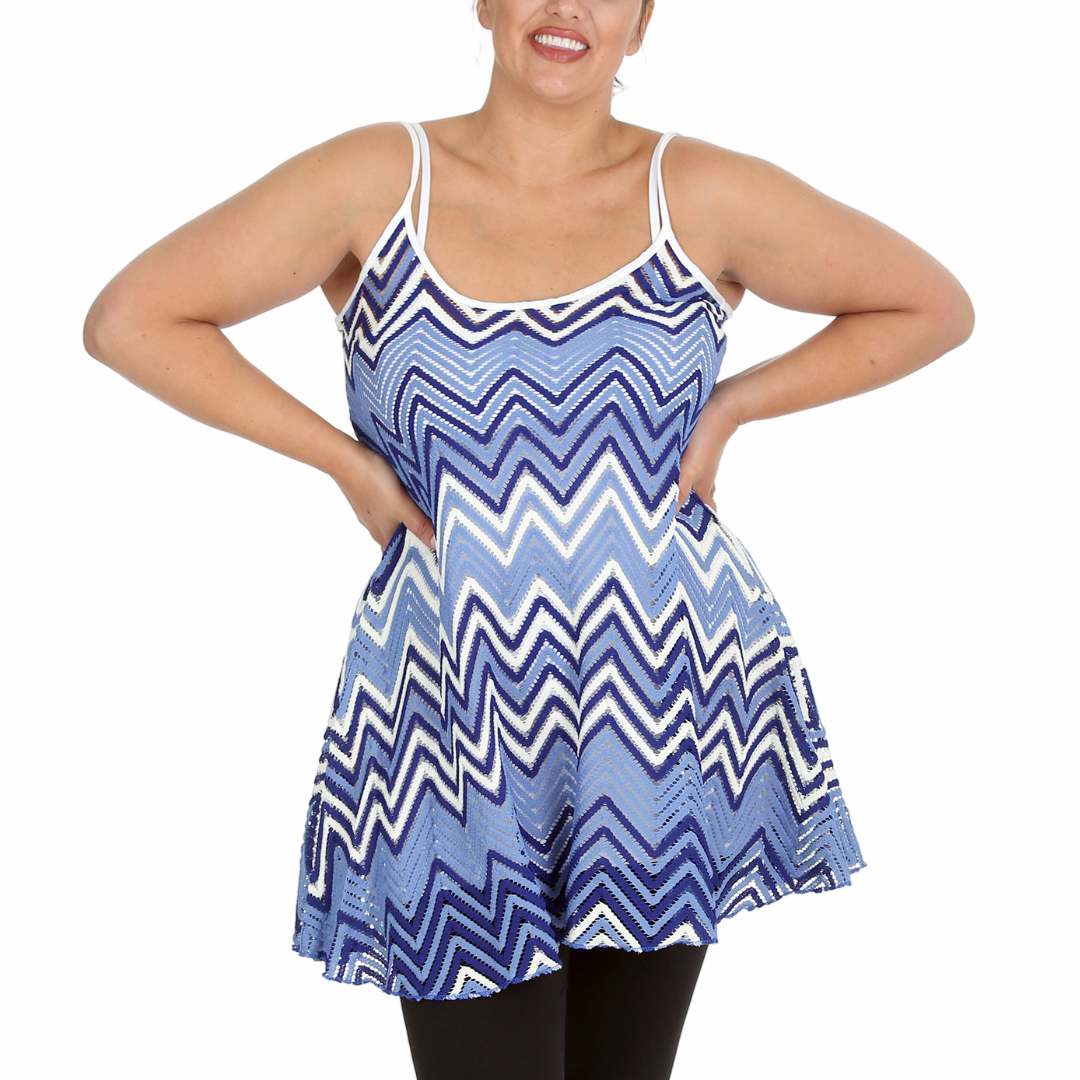 Nouvelle Plus Size Women Crochet Lace Wave Print Swing & Soft Cami Style Dress - Picture 2 of 9