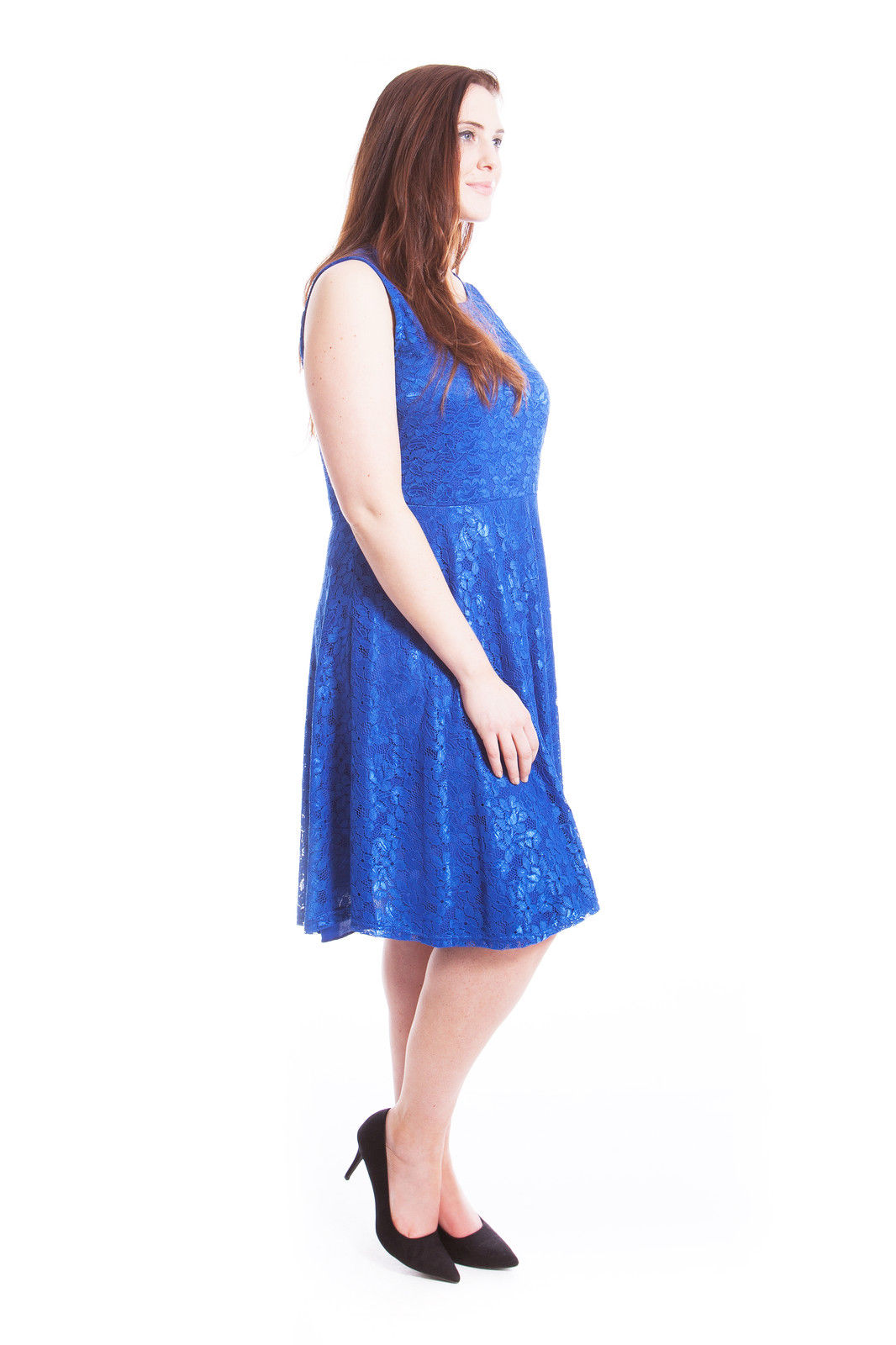 Womens Dress Ladies Skater Tunic Trendy Floral Lace Fashion Plus Size Nouvelle