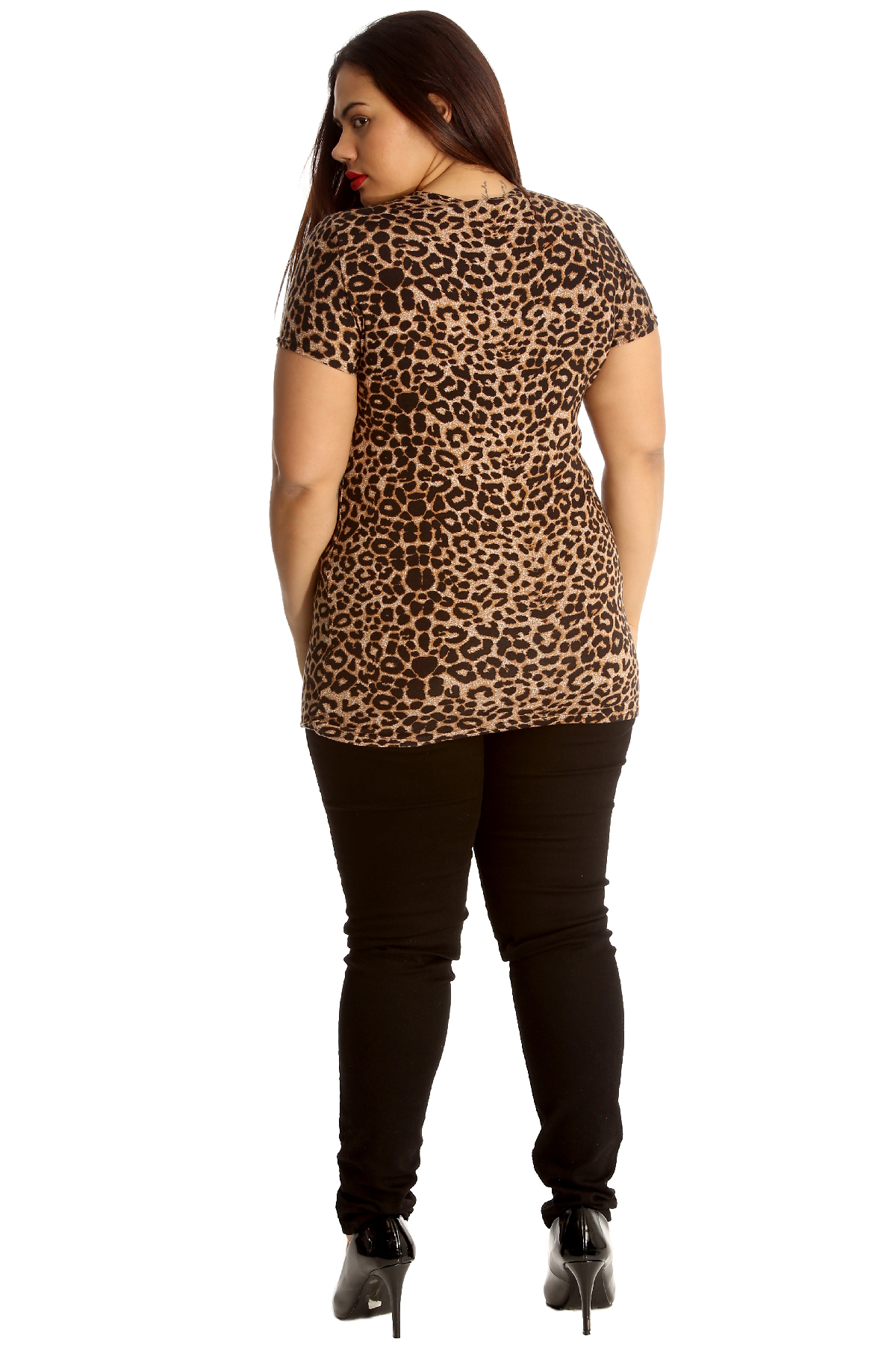 New Womens Top Ladies Plus Size Leopard Print T Shirt Tunic Animal