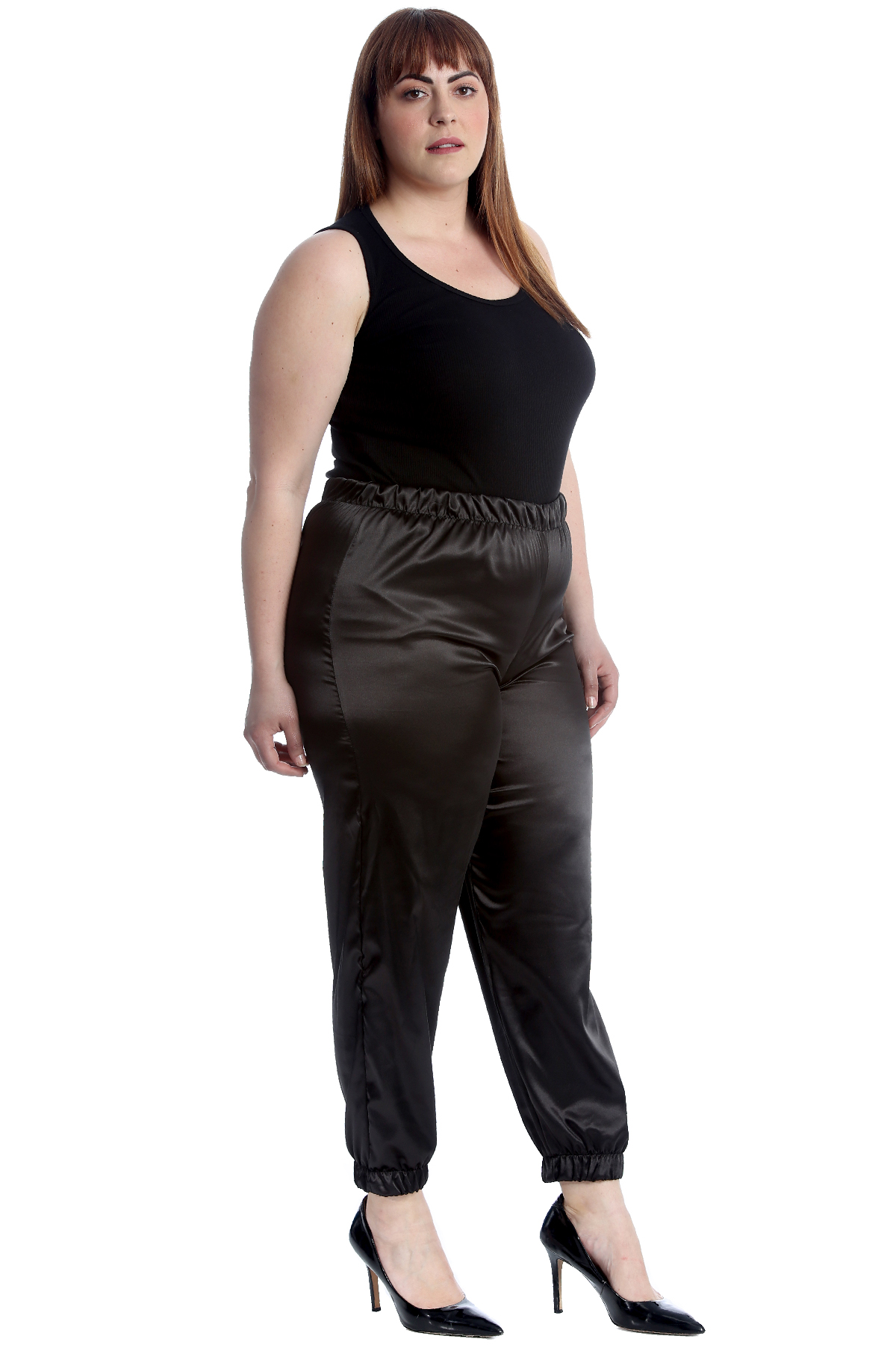 plus size satin joggers