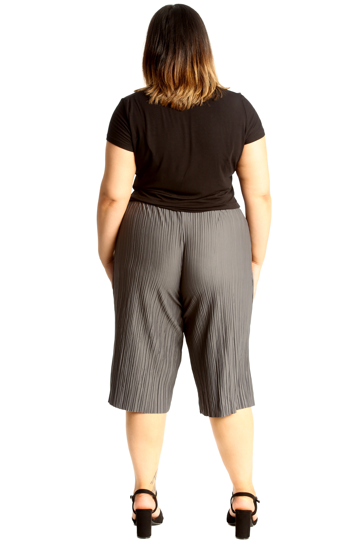 New Womens Plus Size Culottes Ladies Short Floral Print Crinkle Knee Nouvelle