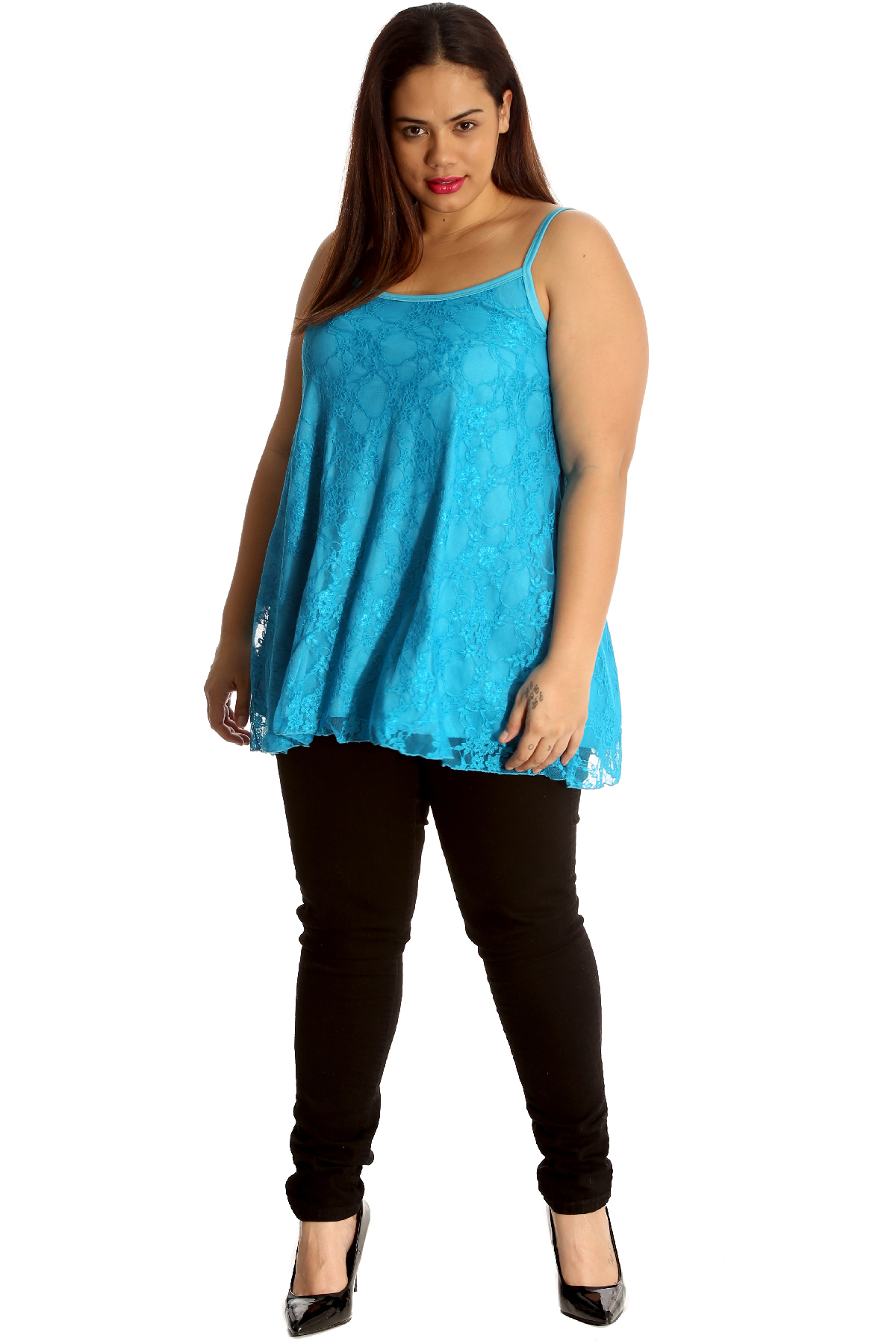 Womens Top Ladies Camisole Tank Top Floral Lace Summer Tunic Plus Size Nouvelle