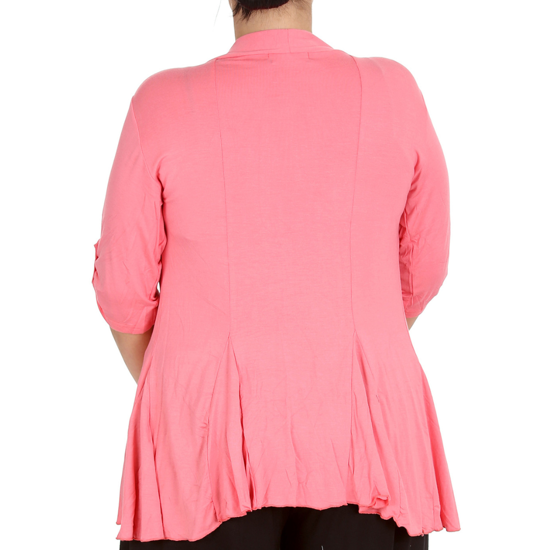 Nouvelle Women Plus Size Open Front Waterfall Cardigan with Button Sleeve Detail - Picture 35 of 37
