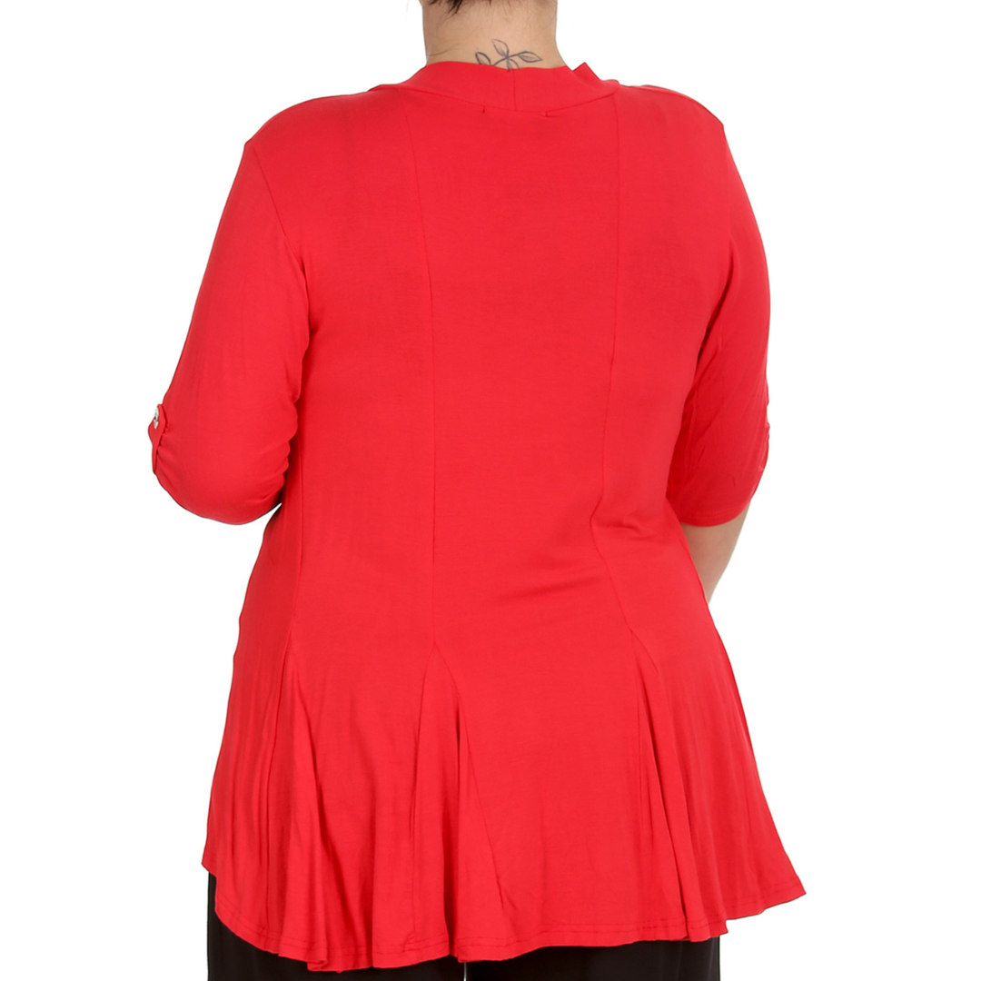 Nouvelle Women Plus Size Open Front Waterfall Cardigan with Button Sleeve Detail - Picture 19 of 37