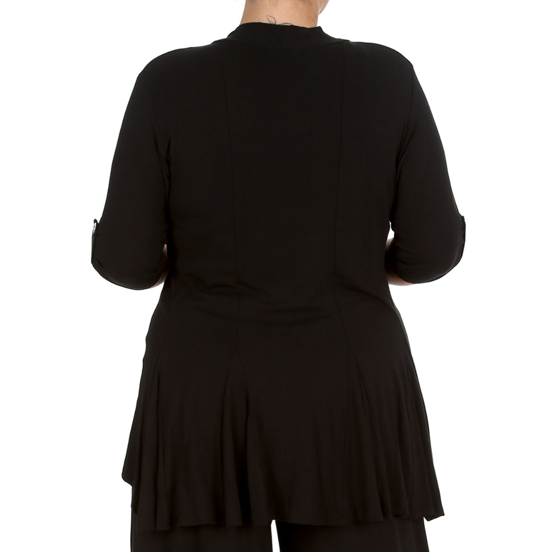 Nouvelle Women Plus Size Open Front Waterfall Cardigan with Button Sleeve Detail - Picture 7 of 37
