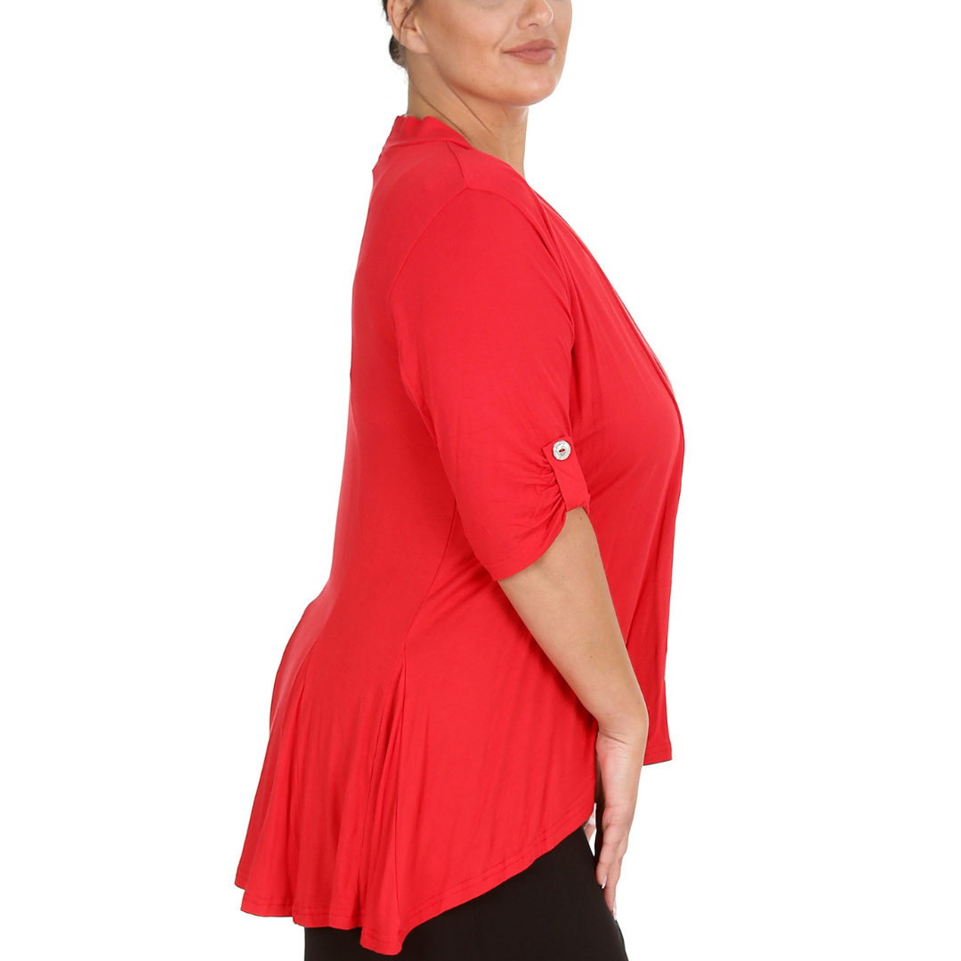 Nouvelle Women Plus Size Open Front Waterfall Cardigan with Button Sleeve Detail - Picture 18 of 37