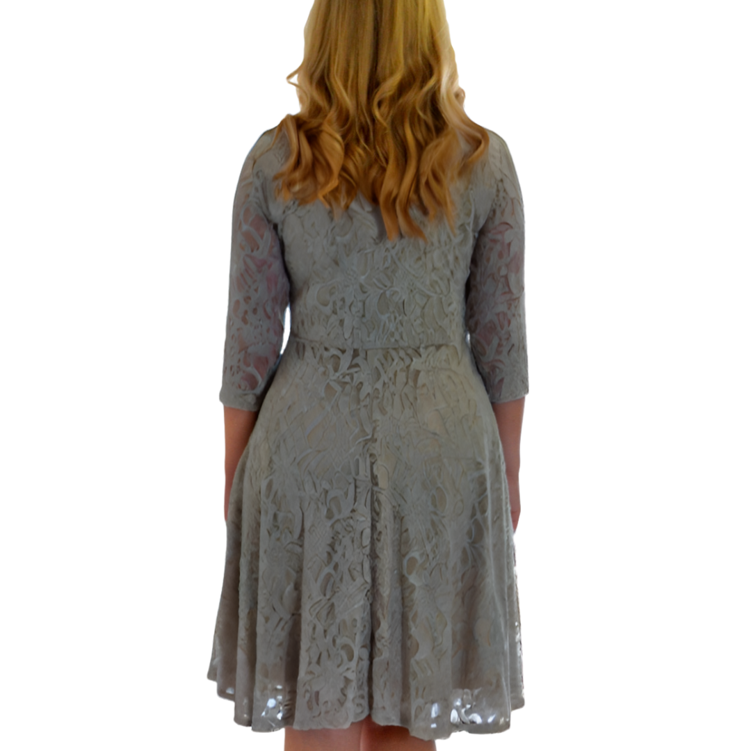 Nouvelle Women Plus Size Floral Lace 3/4 Sleeves Skater Dress Mid Length Ladies - Picture 9 of 68