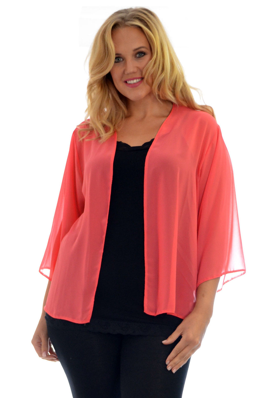 New Womens Shrug Ladies Chiffon Top Batwing Plus Size Cardigan Nouvelle ...