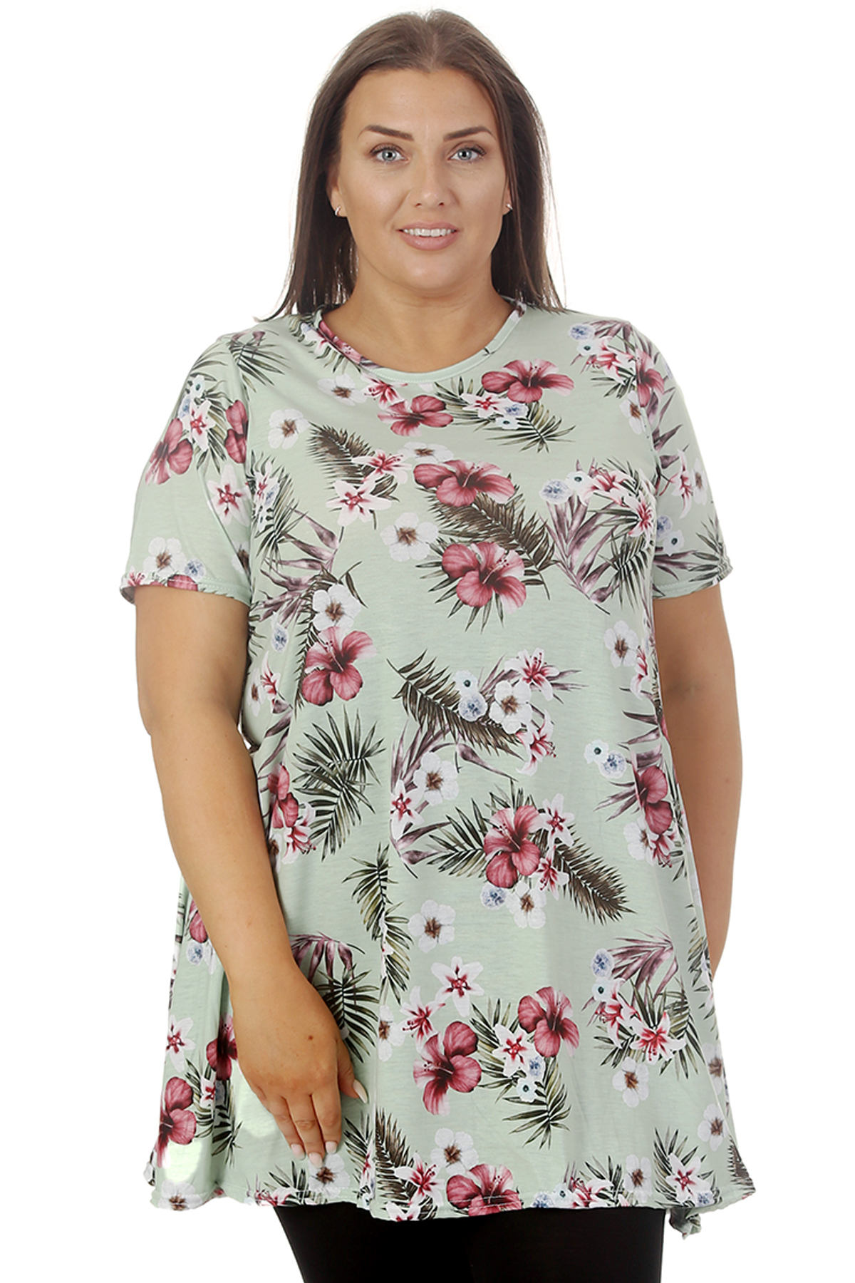 New Womens Plus Size T-Shirt Ladies Top Floral Print Tunic Long Summer Nouvelle 