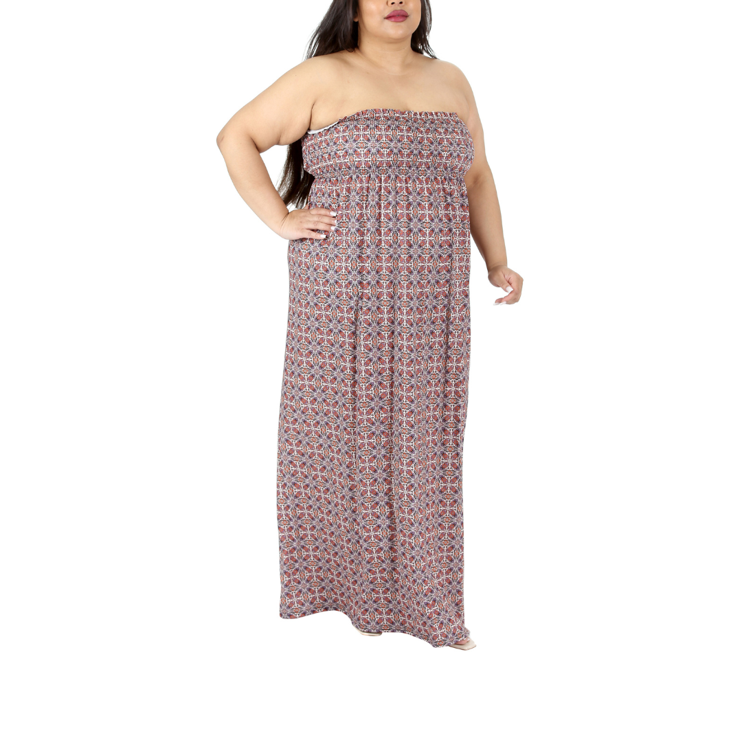 Nouvelle Collection Floral Vector Tube Maxi Dress Bandeau Plus Size Sleeveless - Picture 4 of 6