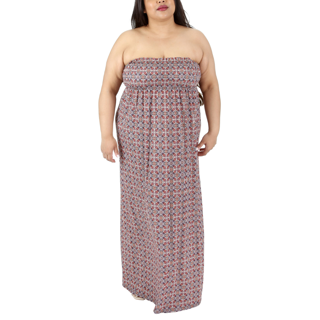Nouvelle Collection Floral Vector Tube Maxi Dress Bandeau Plus Size Sleeveless - Picture 2 of 6