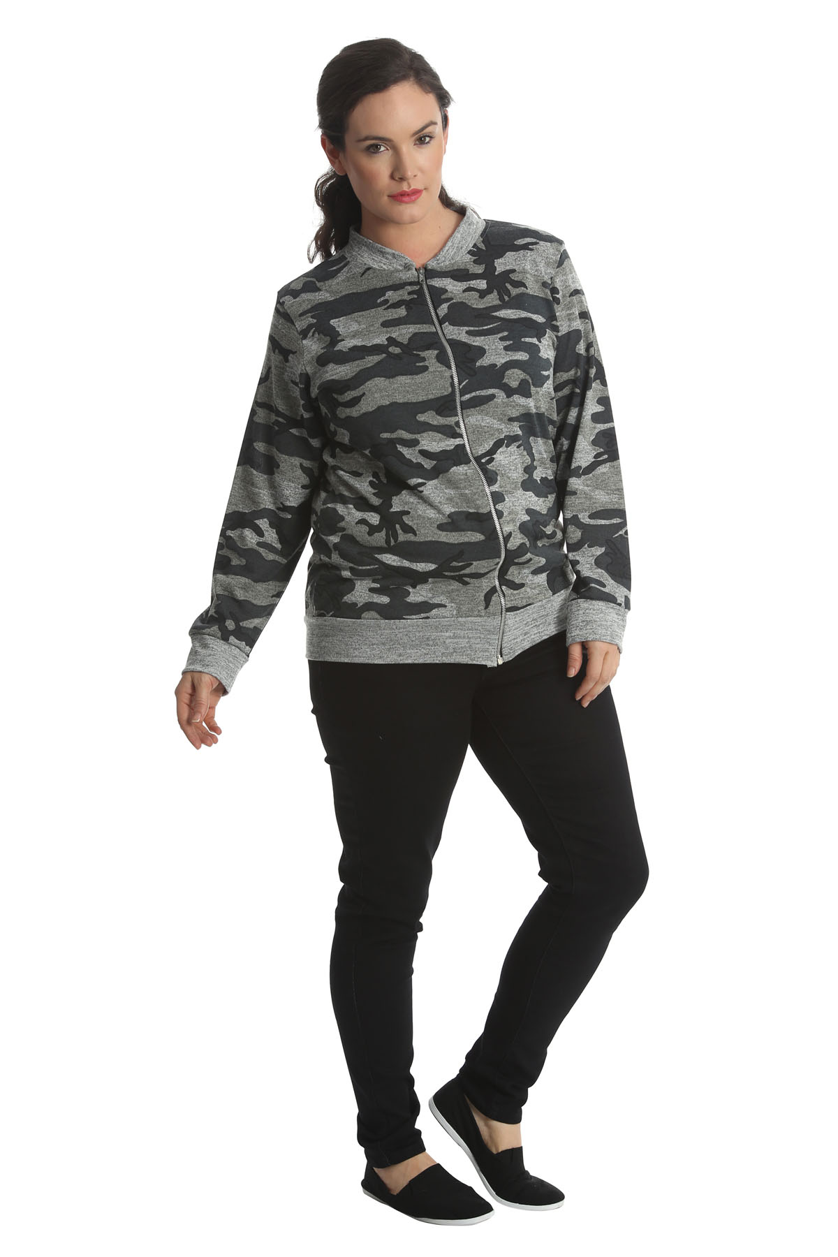 New Ladies Jacket Womens Bomber Jacket Army Camouflage Print Plus Size Nouvelle