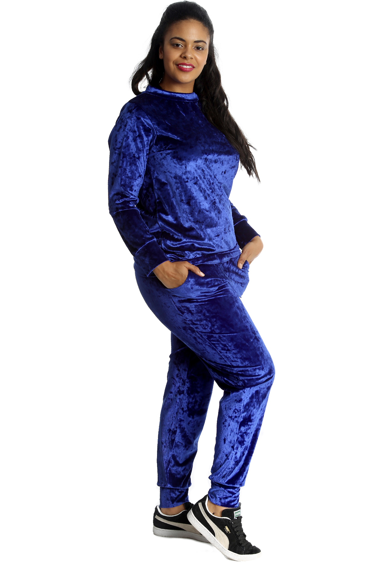 New Ladies Tracksuit Plus Size Womens Velvet Top & Bottoms Warm Cuffed ...