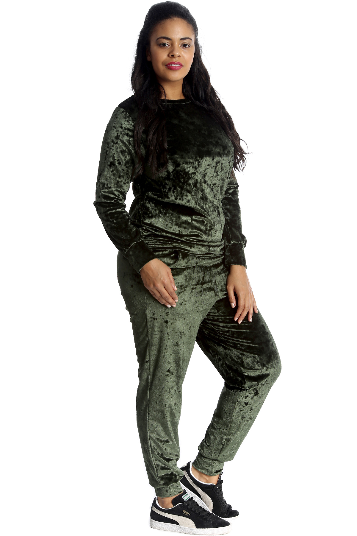 New Ladies Tracksuit Plus Size Womens Velvet Top & Bottoms Warm Cuffed ...