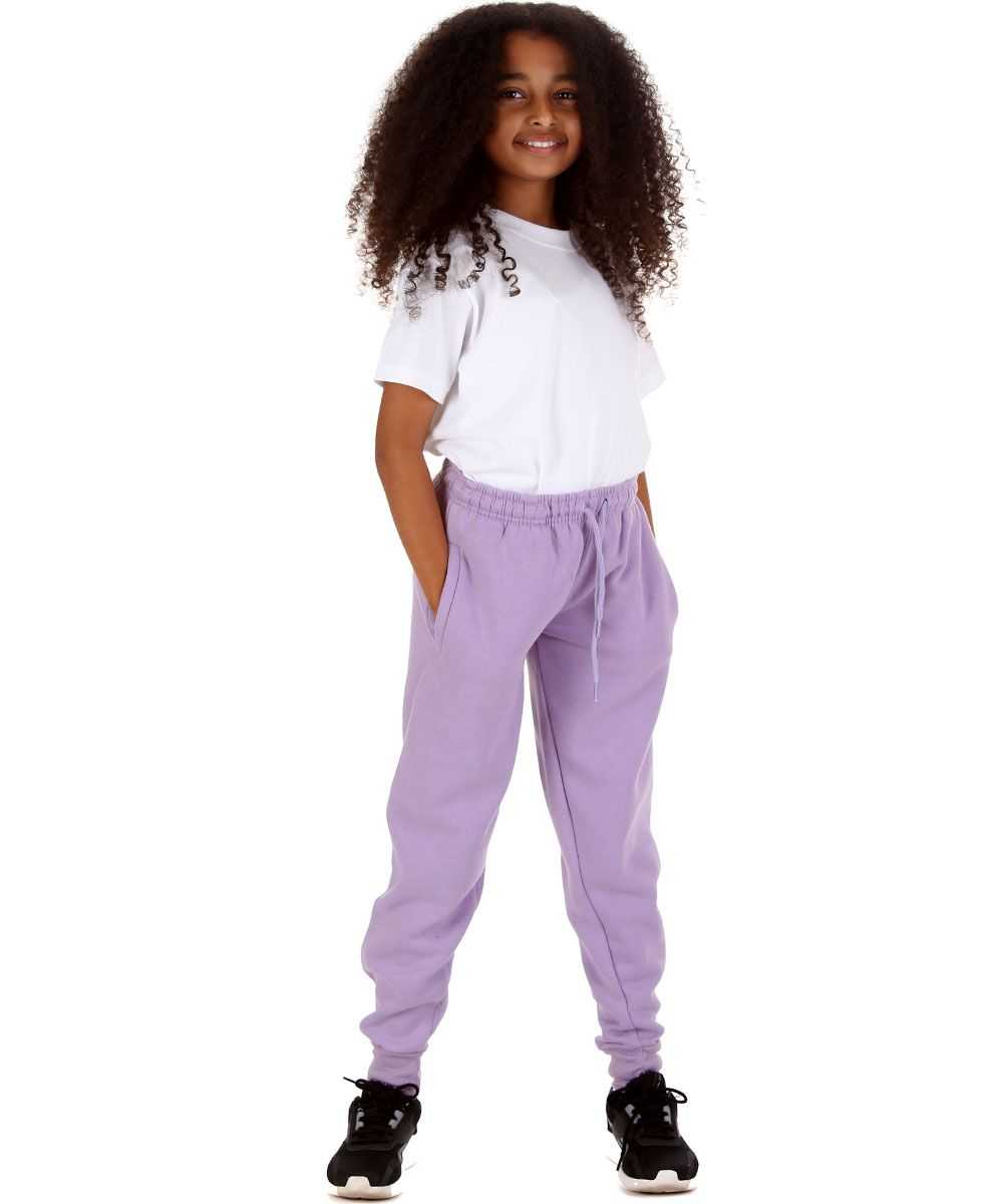 Kids Jogging Bottoms Boys Girls Unisex Track Pants Lilac Fleece PE