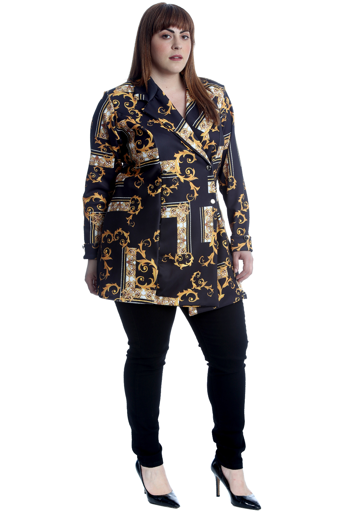 New Womens Plus Size Blazer Ladies Coat Abstract Paisley Jacket Party Formal