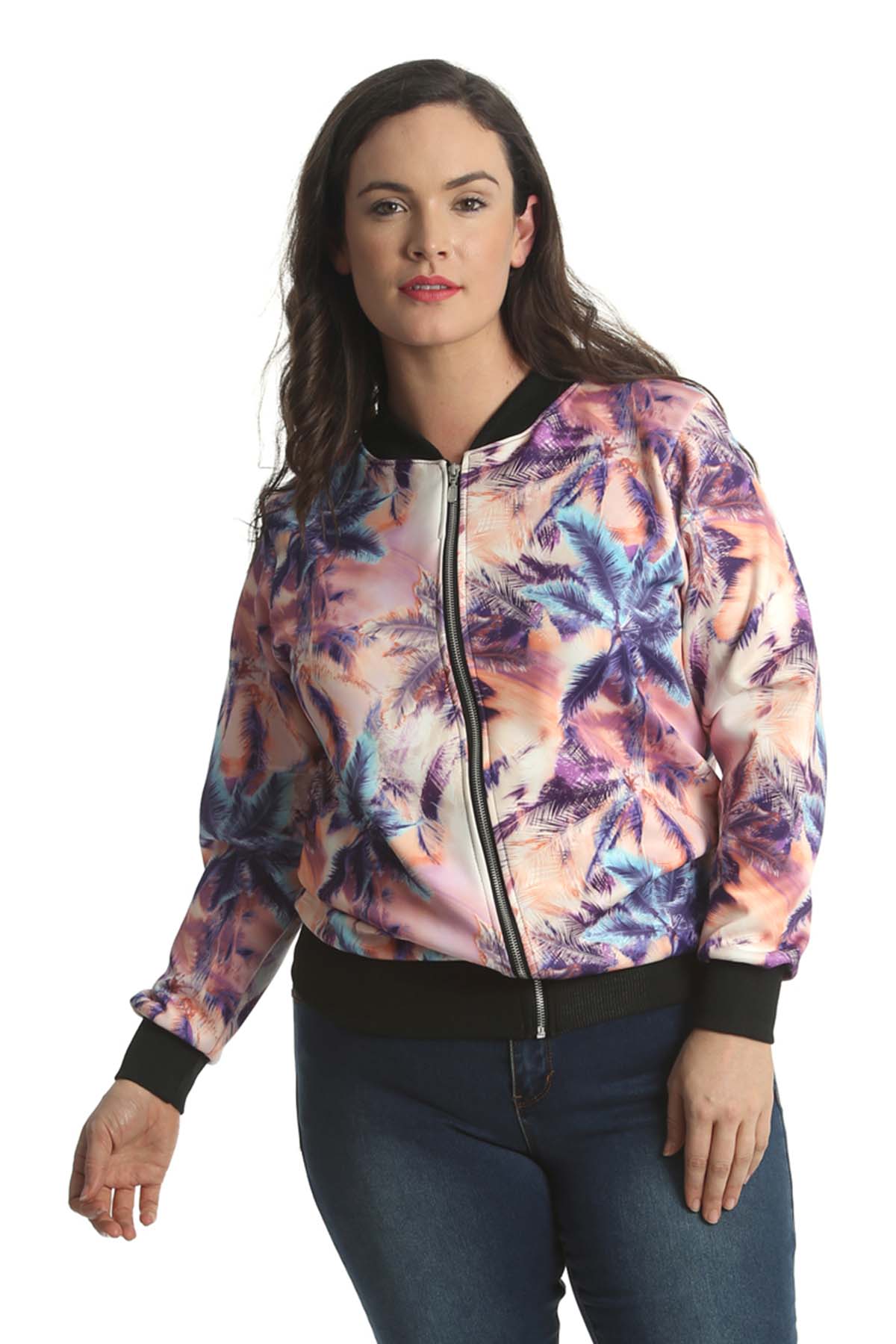 Nouvelle® Plus Size Women's Floral Print Bomber Jacket | eBay