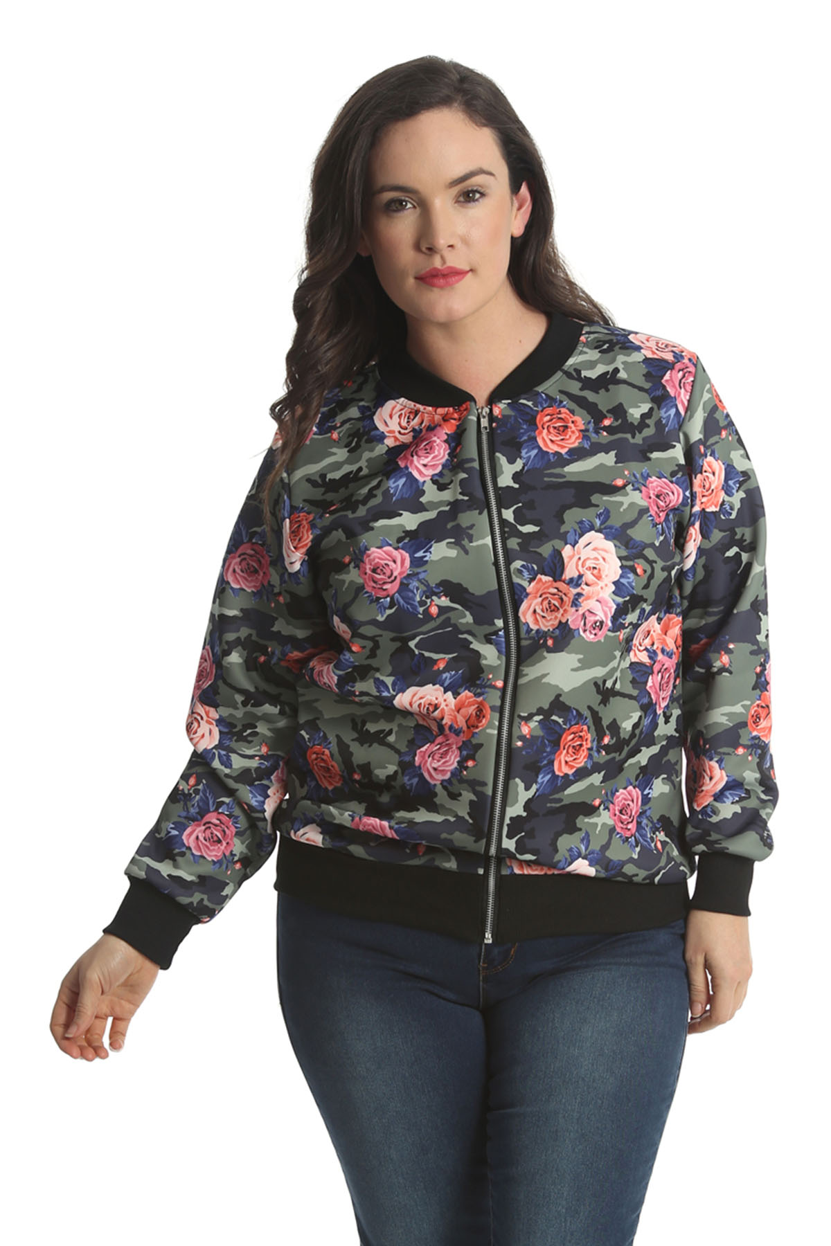 Nouvelle® Plus Size Women's Floral Print Bomber Jacket | eBay
