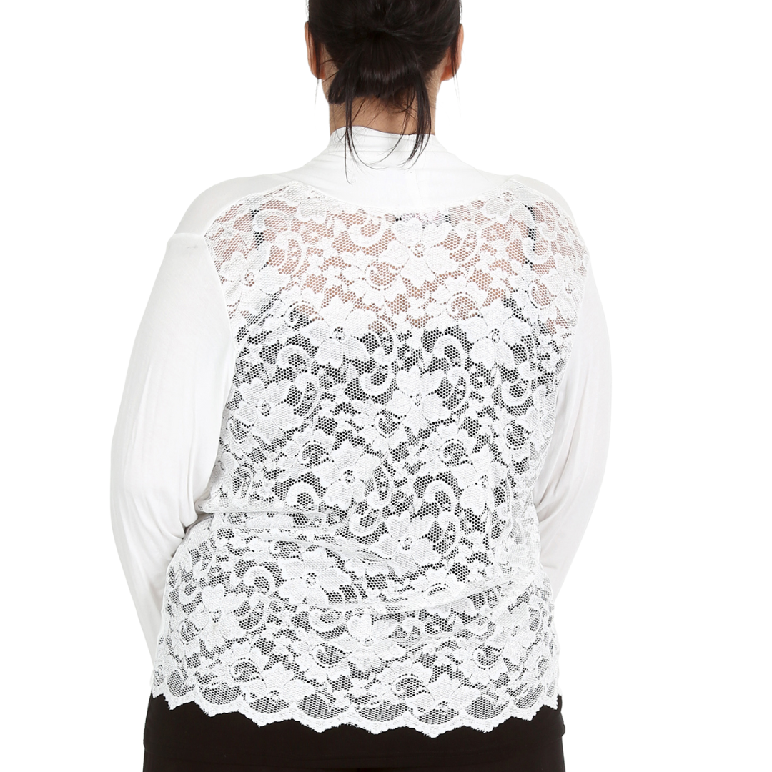 Nouvelle Women Plus Size Ladies Shrug Scallop Lace Back Cardigan Hip Length - Picture 18 of 34